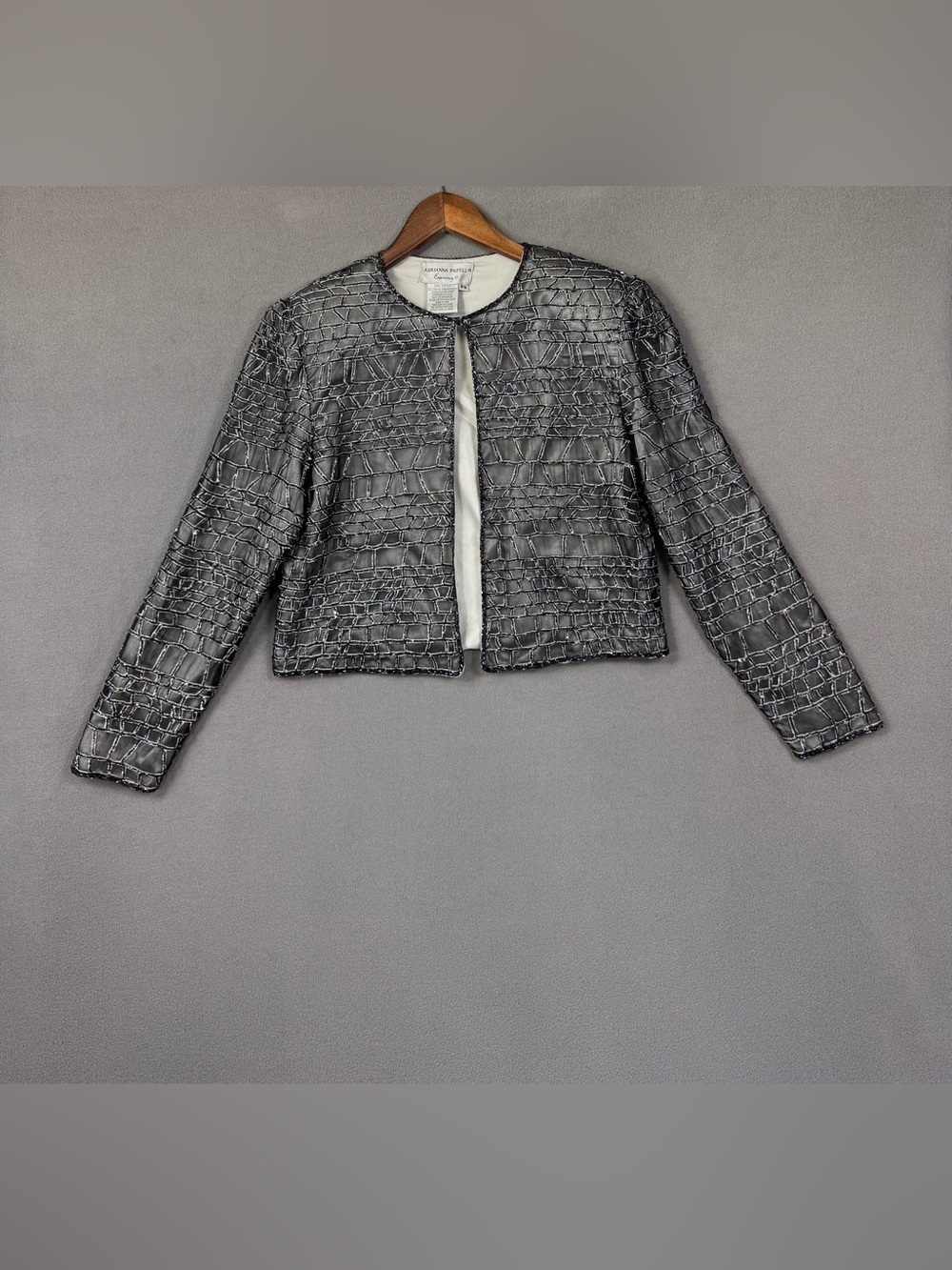 Vintage Adrianna Papell Evening 100% Silk Beaded Evening Wear Jacket, XS S PS